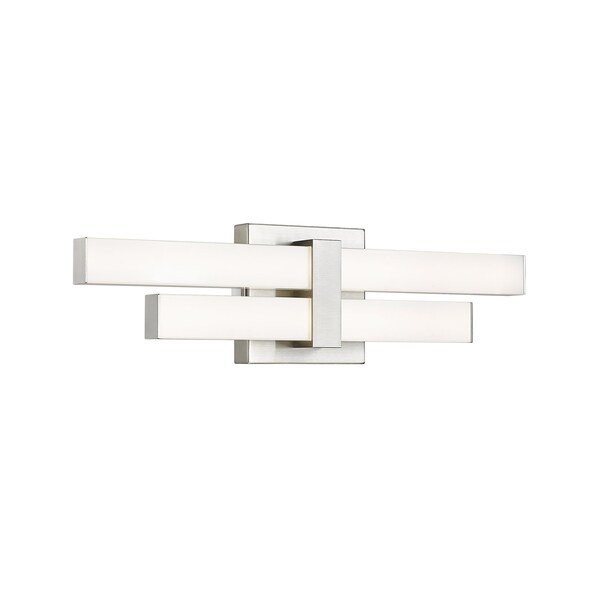 Z-Lite Zane Vanity, 2-Light, 18 In.W x 2.5 In.L x 5 In.H, Brushed Nickel/Frosted 1008-18W-BN-LED - main